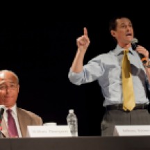 Bill Thomson and Anthony Weiner at a Mayoral Forum, held at the Lighthouse, 111 East 59th Street, NYC.
