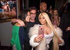 090817-MONSE-SHOW-DM-35 Scenes from the Monse Fashion Show at Eugene, during Fashion Week, 435 West 31st Street, NYC. Here: Monse creative directors Laura Kim (left) and Fernando Garcia (middle) doing selfie with Nicki Minaj. David McGlynn 9/8/17